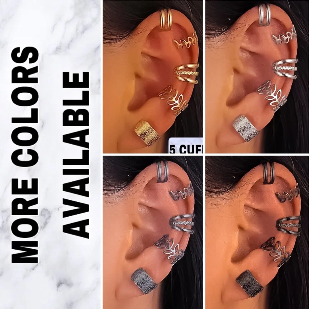 ⚜️[𝟯/$𝟭𝟴]⚜️5 Gun Color Floral Cuff Earrings Set NEW - Picture 9 of 11